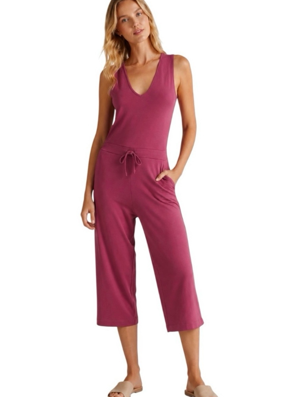 NWT Quince French Terry Modal Jumpsuit Rose Stretchy Size Small